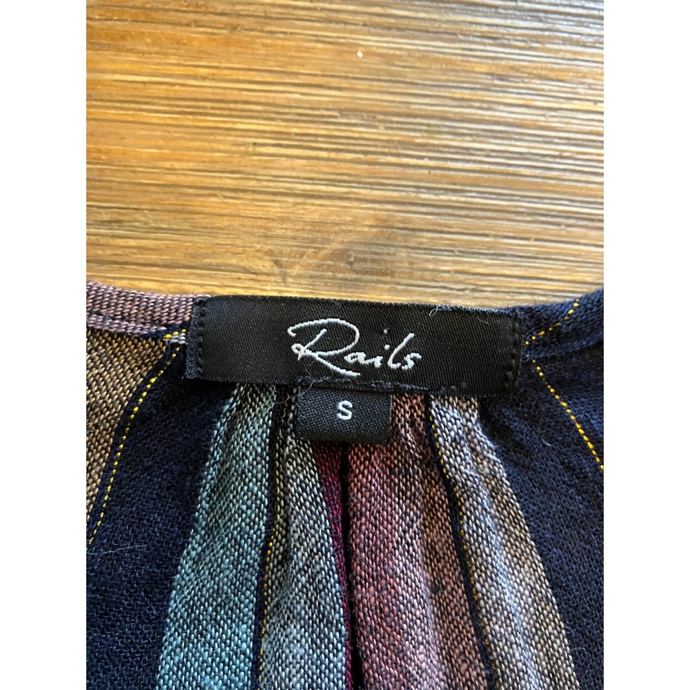 Rails Beaux Varadero Stripe Multicolor Tie‎ Waist Peplum Boho Retro Blouse Small - Picture 7 of 9